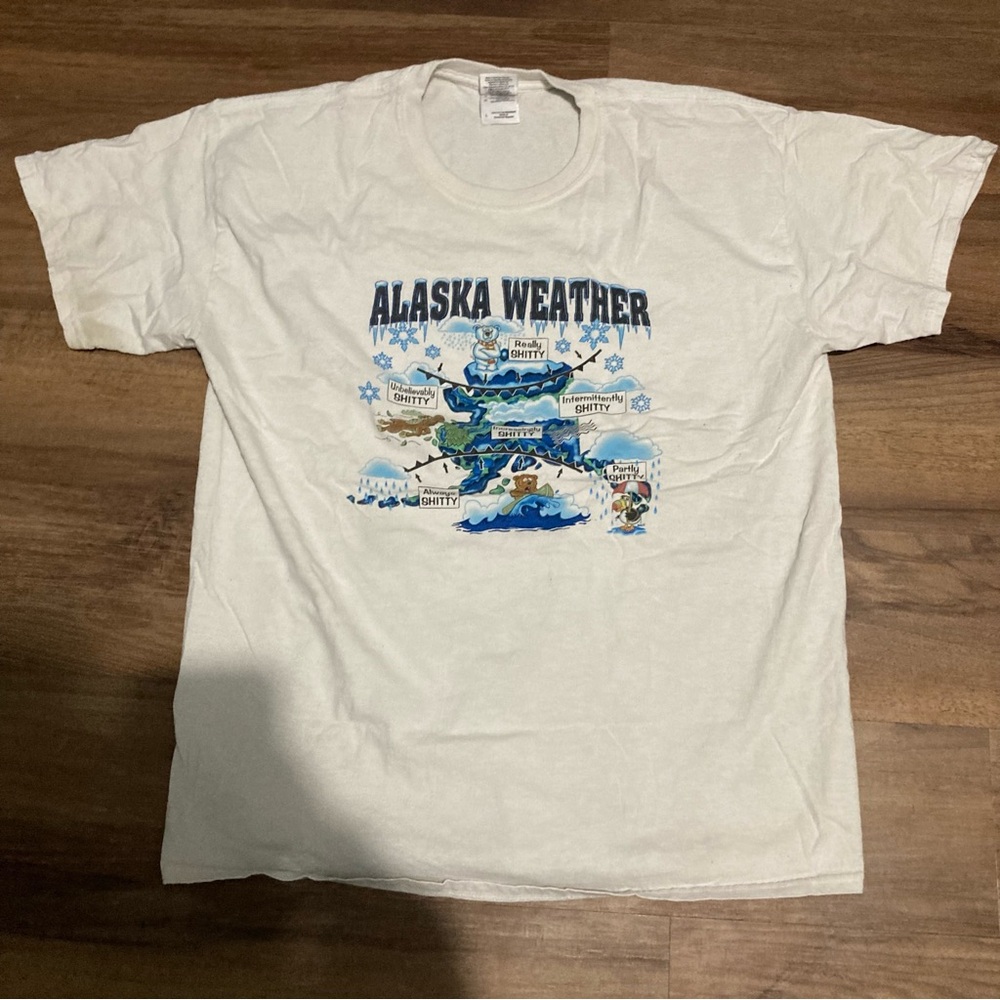 Vintage 90s “Alaska Weather” Graphic Short Sleeve Tee Funny